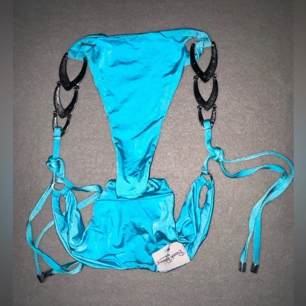 Beach Bunny Bikini Bottom Bow & Arrow Aqua Rhinestone Bikini Hot!